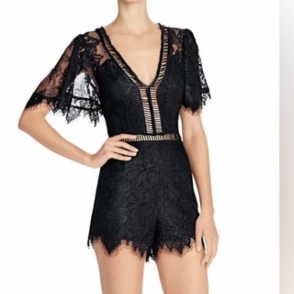 lovers and friends lace black romper